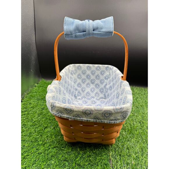 1996 Longaberger Heartland Small Chore Basket with Blue Accent Liner - Picture 5 of 8